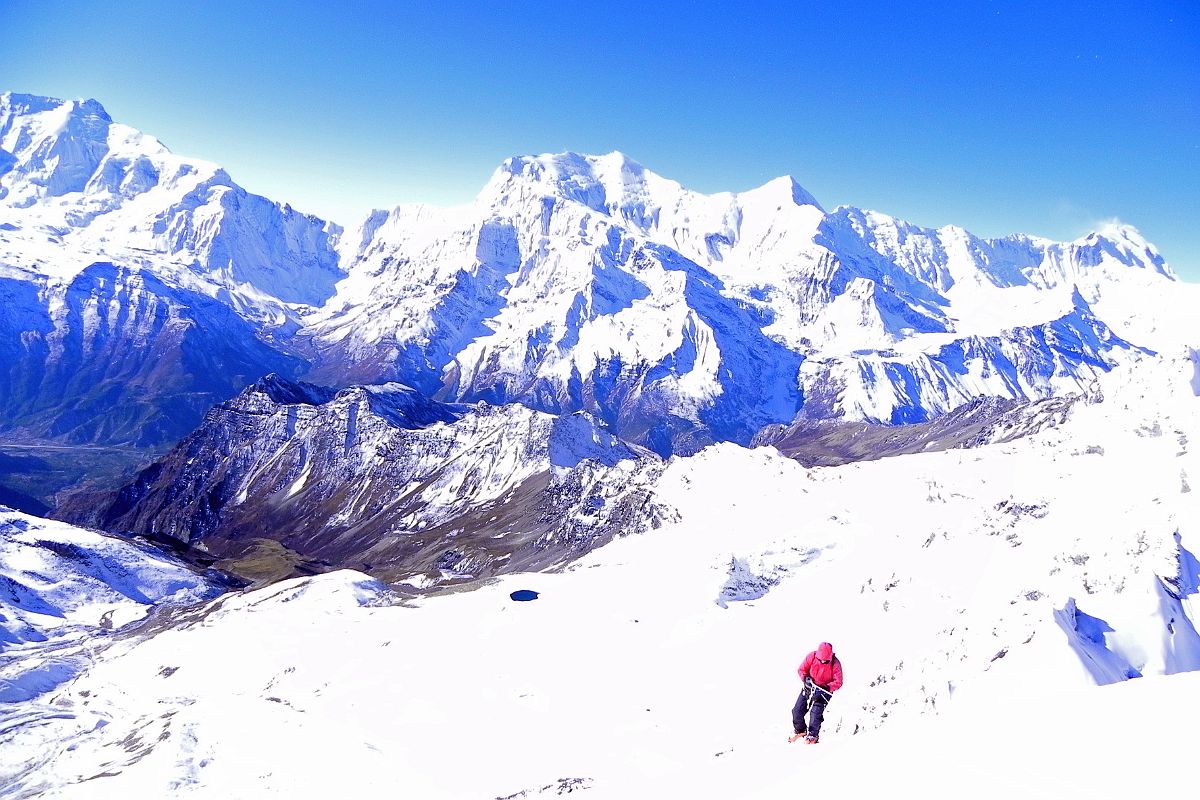 16 Jerome Ryan Almost To The Chulu Far East Summit With Annapurna IV, Annapurna III, Gangapurna and Annapurna I Behind 